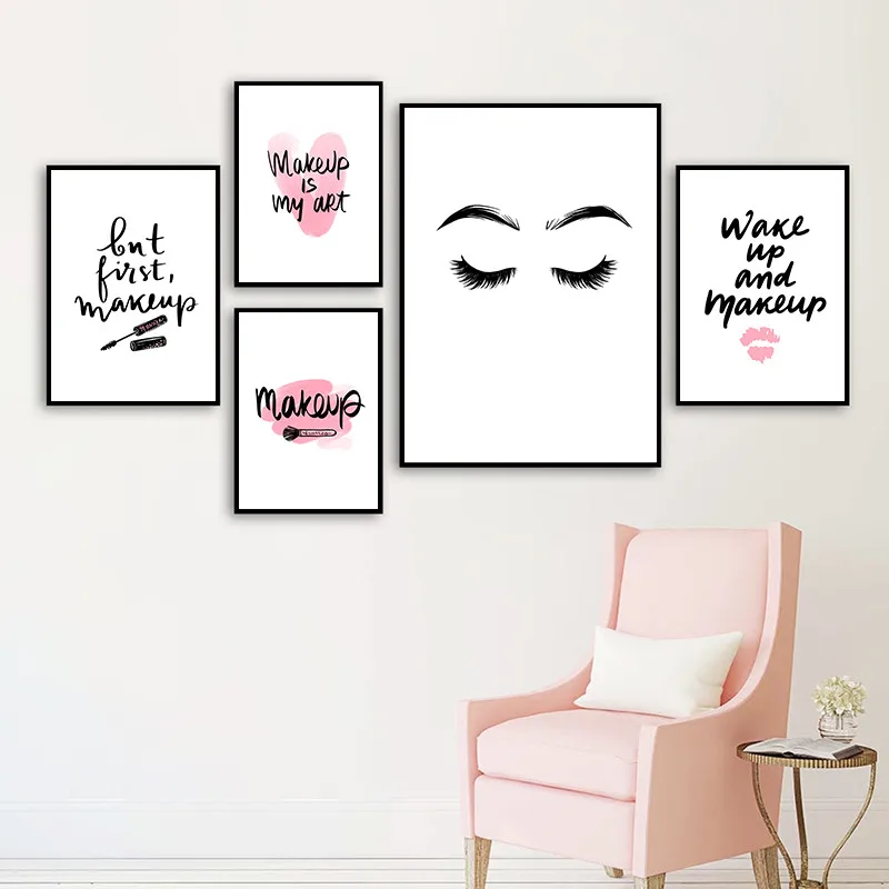 Картина на холсте для макияжа с изображением губ бровей ресниц YX148 | Дом и сад