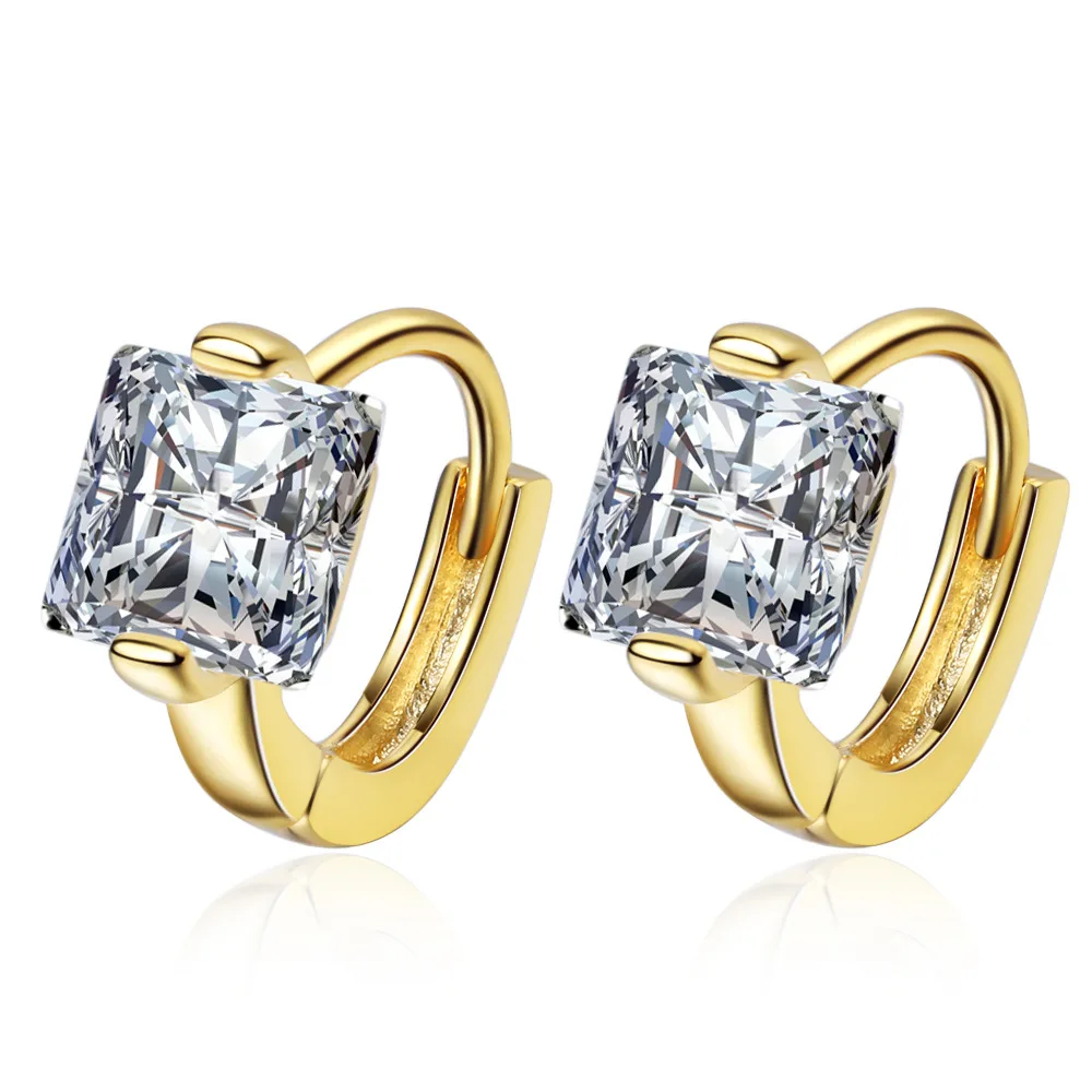 

New Arrival 100% 925 Sterling Silver Fashion Square Crystal Female Stud Earrings Jewellery For Women New Year Gifts