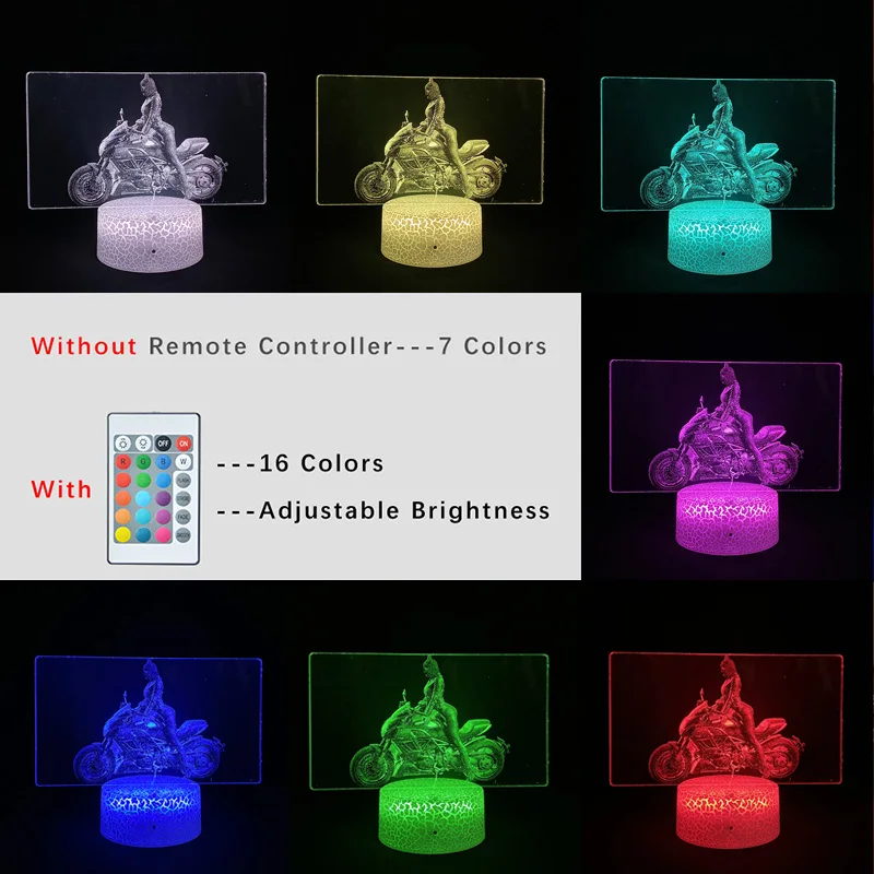 

Personality Motorcycle Female knight 3D Picture Lamp Smart Phone Control Acrylic Neon Sign 16 Color Remote Bedroom Birthday Gift