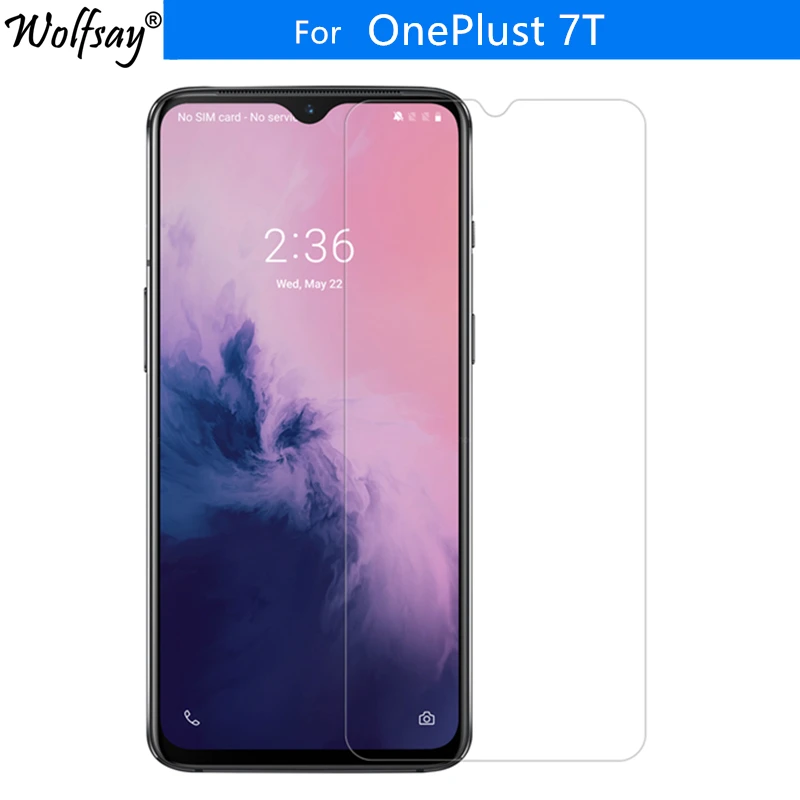 Vidrio templado para Oneplus 7 T, Protector de pantalla HD de vidrio templado para Oneplus 7 T, vidrio Protector para OnePlus 7 T 1 + 7 t Wolfsay, 2 uds.-0