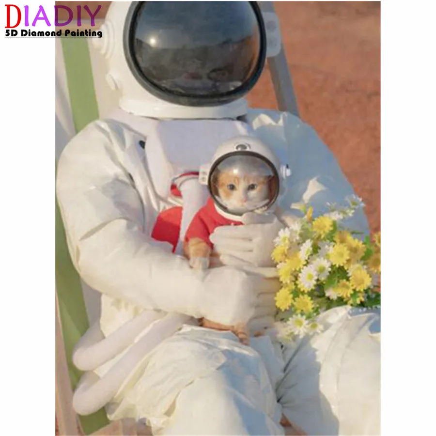 

Astronaut Diy 5D Diamond Painting Romantic Spaceman Full Square & Round Wall Art Embroidery Mosaic Cross Stitch Home Decor Gift