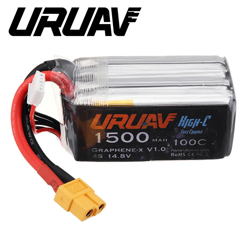 URUAV графена X V1.0 4S 14 8 V 1500 мА/ч 100C Быстрая зарядка XT60 Lipo Батарея для небольшой