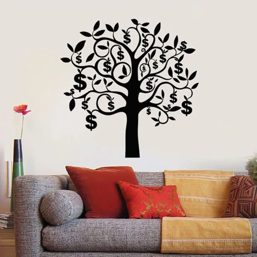 Наклейка на стену талисман ветка дерева долларов деньги успех богатство