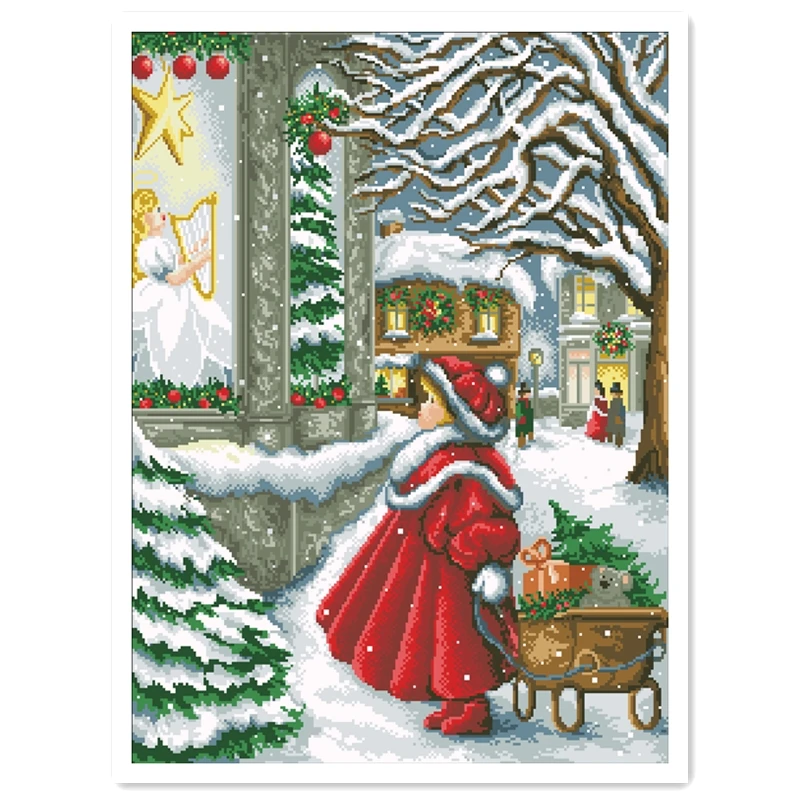 Рождественский Набор для вышивки крестиком Зимний снег 18ct 14ct 11ct Белая Ткань