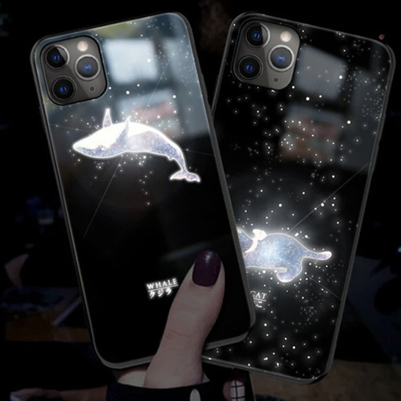 Call Flash Phone Case For iPhone 12 11 Pro X XS MAX SE 6 6S 7 8 Plus XR S LED whale Animal Light Color Change Shockproof Cover | Мобильные
