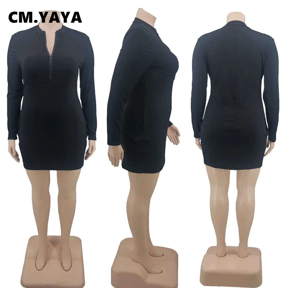 Женское платье-миди на молнии CM.YAYA однотонное облегающее платье с длинным