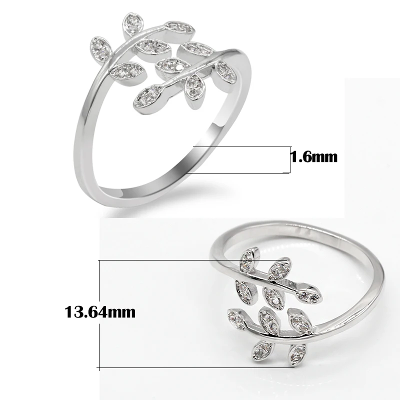 Женское регулируемое кольцо с листьями Открытое в простом стиле Подарочная