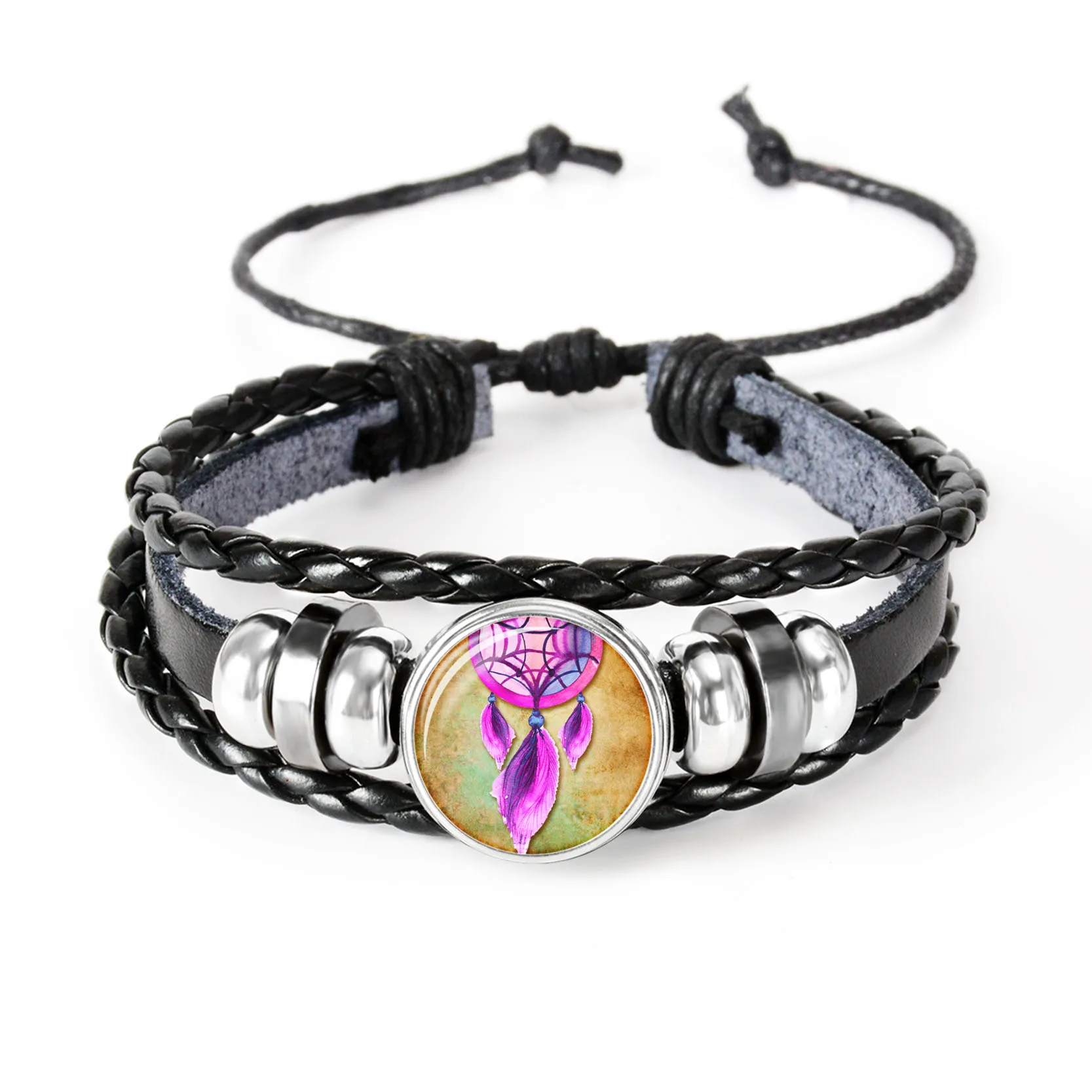 Ловец снов стеклянный браслет ручной работы Плетеный выпуклый для мужчин и