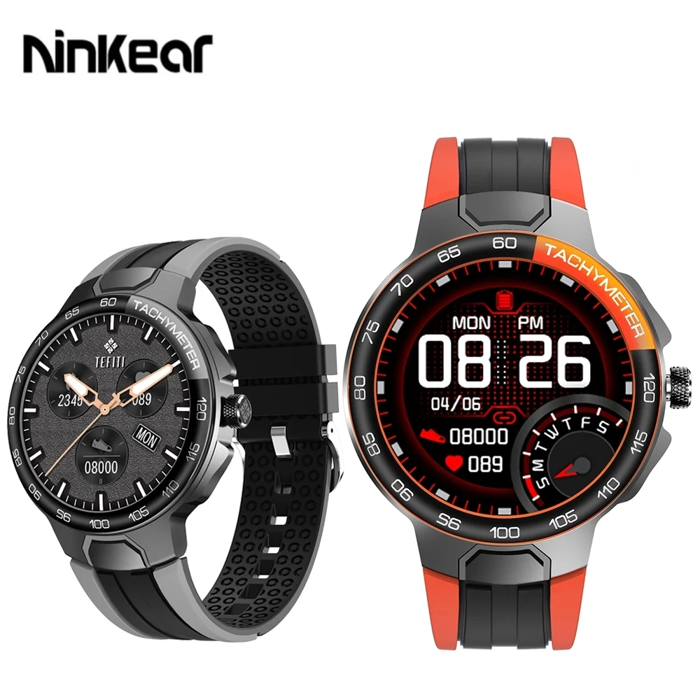 

Ninkear E15 Смарт-часы для мужчин спортивные часы 2.5D1.28 дюймов полный сенсорный круглый Экран IP68 Водонепроницаемый мужские бизнес Смарт-часы сма...