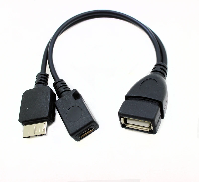 Micro USB 3 0 B папа к 2 A Женский хост-адаптер OTG кабель с разъемом питания для передачи