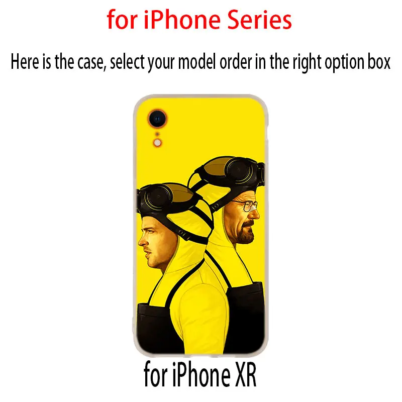 Силиконовый мягкий чехол для iPhone 13 11 12 Pro X XS Max XR 8 7 6 Plus SE Coque Breaking Bad желтый на черном