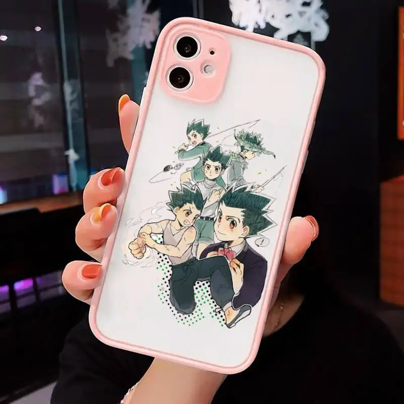 

Anime Hunter x Hunters Phone Case Pink matte transparent For iPhone 7 8 x xs xr 11 12 pro plus max mini Clear Funda