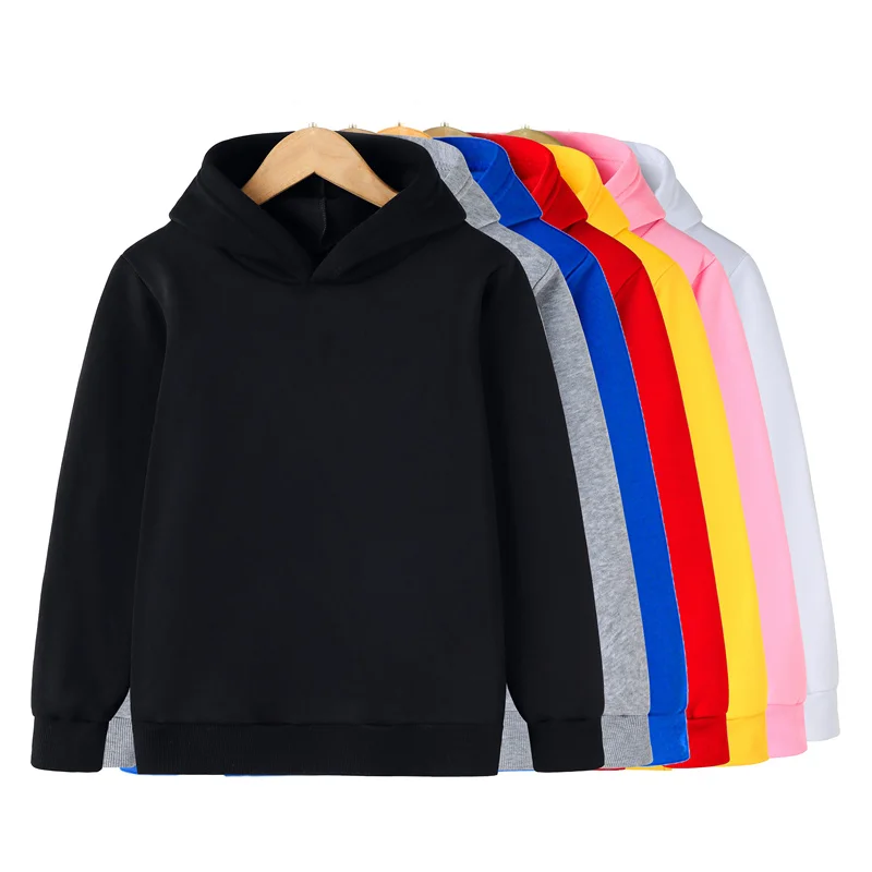 Hoodies Sweatshirts Boys Girls Fashion Solid color Red Black Gray Pink Autumn Winter fleece Hip Hop Hoody kids Brand Casual Tops