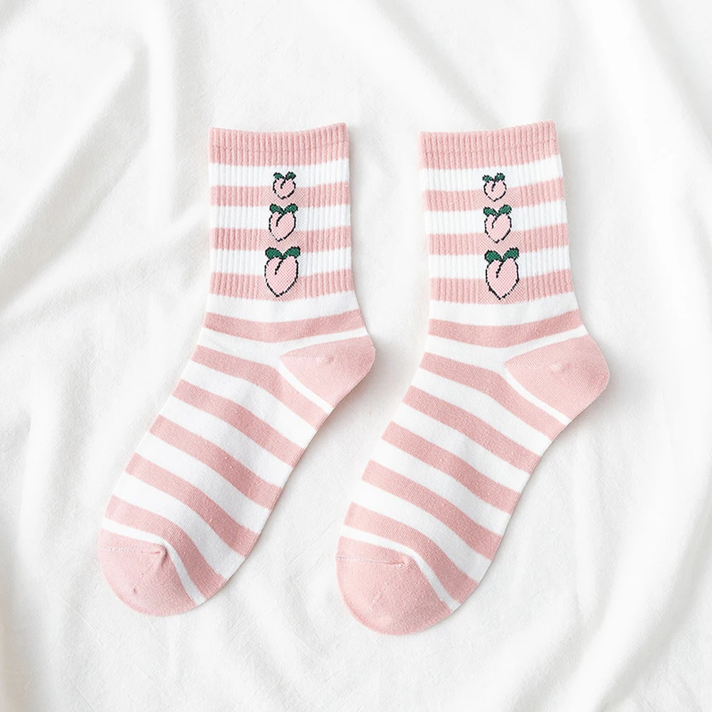 

2020 Fashion Women Socks Cotton Jacquard Pattern Short Socks Striped Avocado Socks Design Funny Breathable Socks