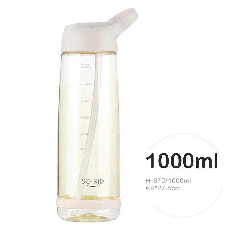 1000ml L Beige 550 мл, пластиковая чашка для кормления детей, BPA, детская бутылка с соломинкой, поилка, герметичный стакан, портативная, обучающая Питьевая чашка - Цвет: 1000ml L Beige