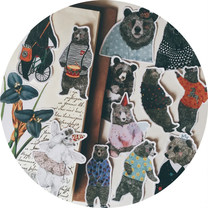 

12Pcs/Bag Hand Draw Cute Bear Sticker DIY Craft Scrapbooking Album Junk Journal Happy Planner Decorative Stickers