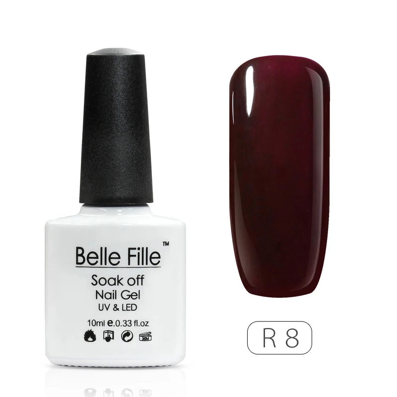 Belle Fille Розовый Красный Цвет гель лак для ногтей украшение Блестящий Vernis Гель УФ 10