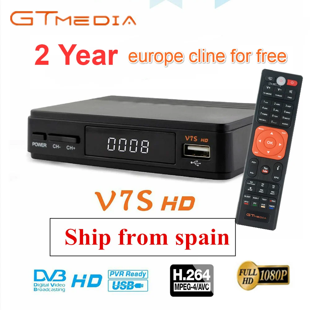 Натуральная Freesat V7S обновления GTMEDIA HD спутниковый ресивер Full 1080P с 2 летняя