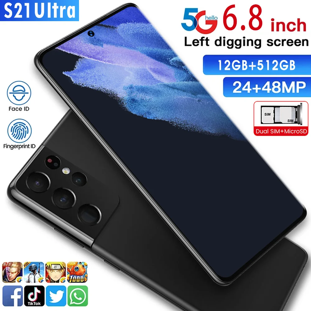 

Глобальная версия смартфона galay s21 ultra, 12 Гб + 512 ГБ, 6,8 дюймов, android 10,0, камера 24 Мп + 48 МП, 6800 мАч, 4g