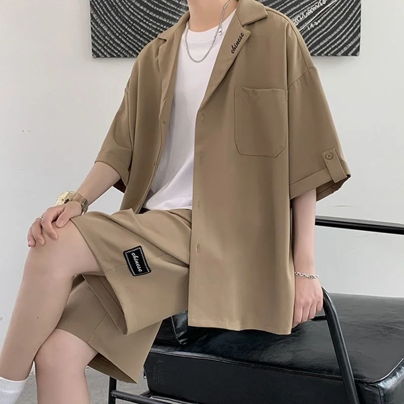 

Men's Suit Blazer Casual Two-piece Hombre Jaket Men Fashion Short Sleeve Suit Shirt And Shorts Fashionable Brand Summer Thin