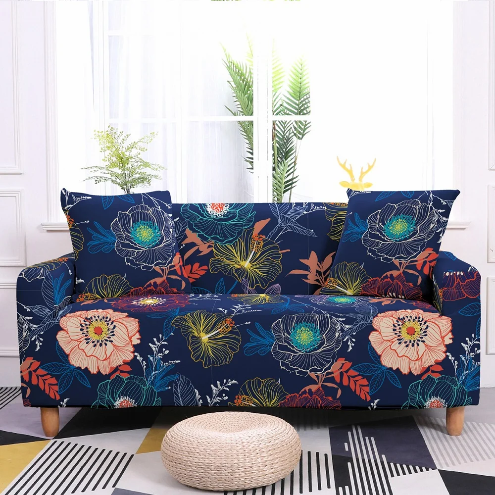 Floral Plant Elastic Sofa Cover For Living Room Modern Flower Sectional Corner Slipcover Spring Couch Chair Protector | Дом и сад