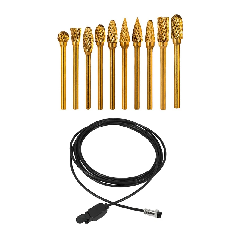 

Double Cut Titanium Carbide Rotary Burr Set with 4M Length K-01 Torch Micro-Switch Trigger