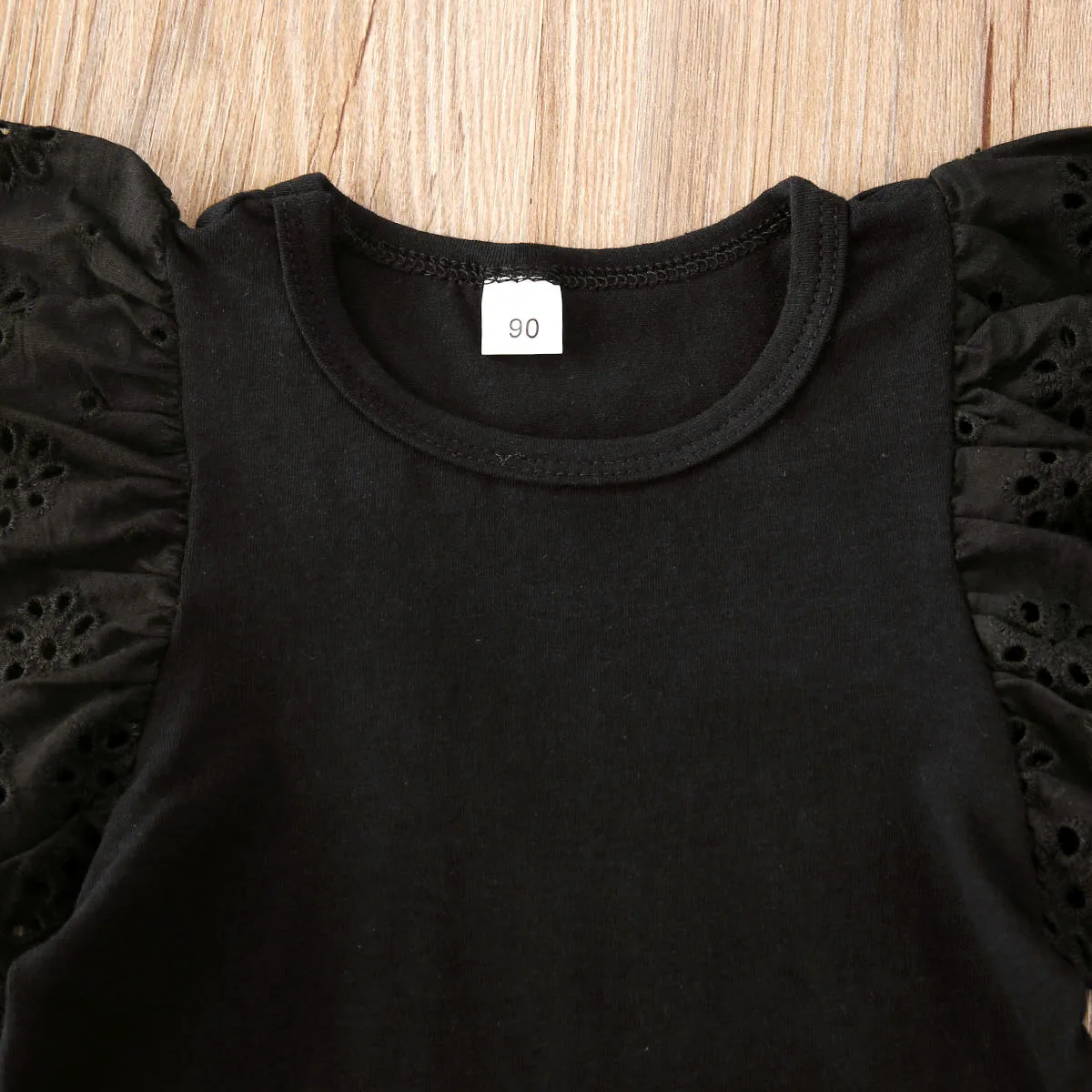 Комплект одежды из 2 предметов для маленьких девочек кружевная черная футболка с