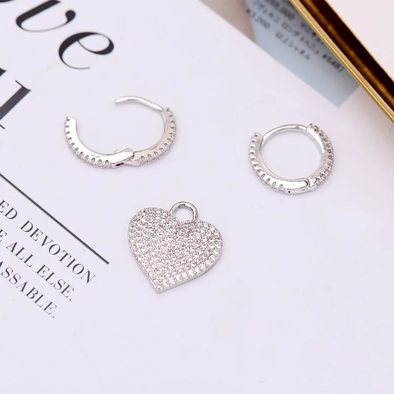 New Winter Delicate Silver CZ Zircon Crystal Pixel Heart Earrings Simple Silver Color Drop Earrings Women Jewelry Lover Jewelry
