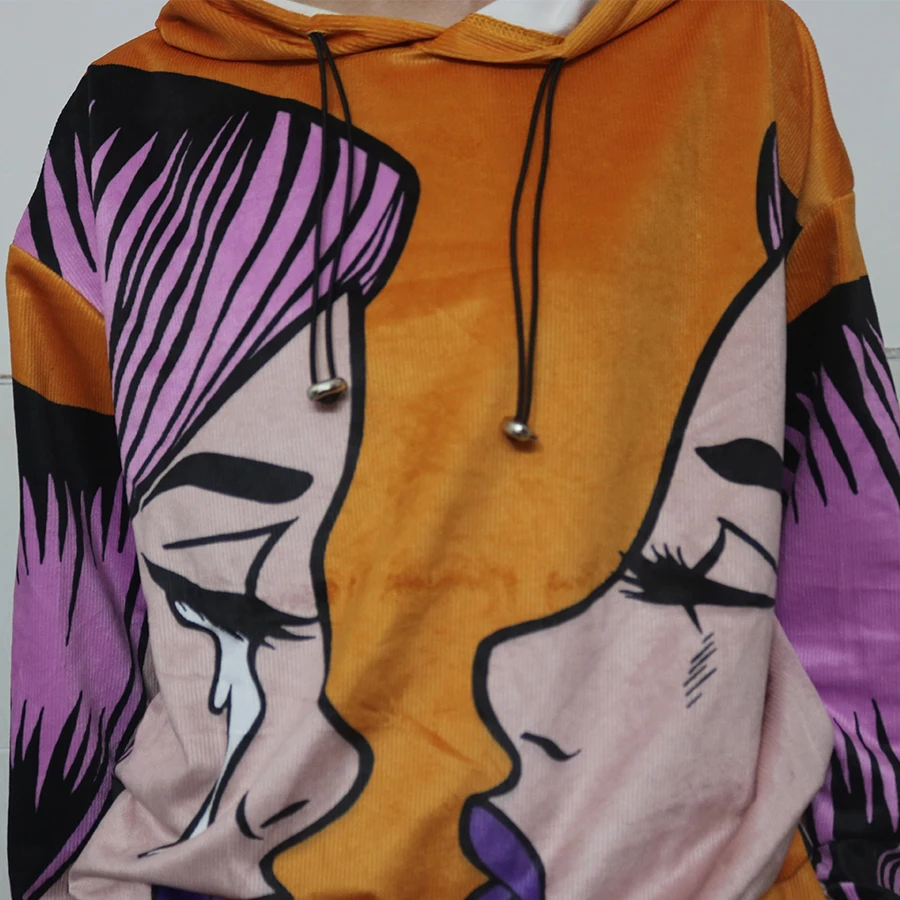 Fun Printing Design Very Thin Sweatshirt Pants Suit 2 Piece Set Women Tracksuit New Autumn Tops Loose Casual Girls Plus Size 3XL |