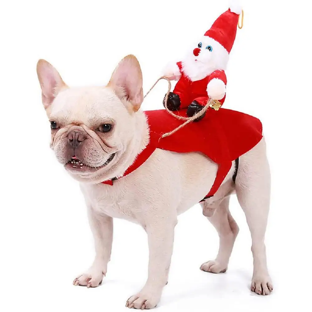 

Рождественские костюмы для собак и кошек, Забавный костюм Санта-Клауса для собак и кошек, новинка, одежда для собак, праздничная одежда, Рожд...