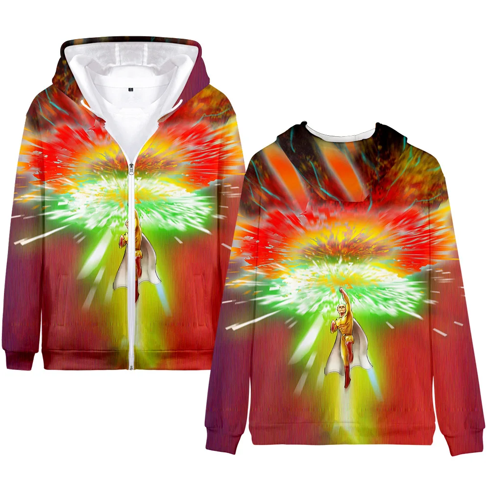 Мужская толстовка с капюшоном One Punch детская куртка 3D принтом на молнии толстовки