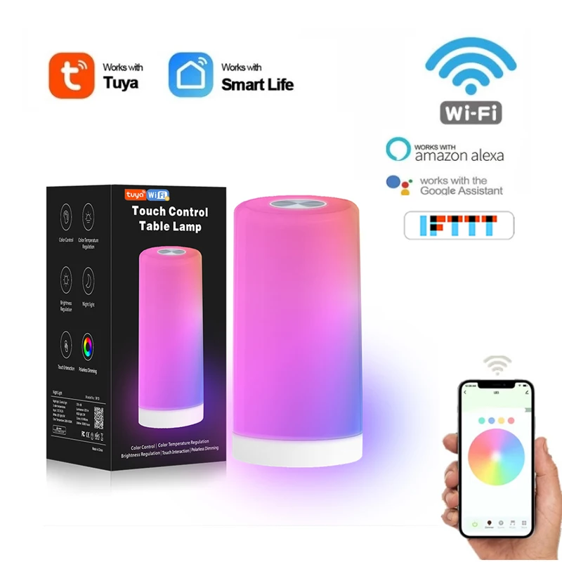 

Tuya Smart Wifi LED Touch Control Night Light Induction Dimmer Intelligent Bedside Portable Lamp Dimmable Touch Pat Table Light