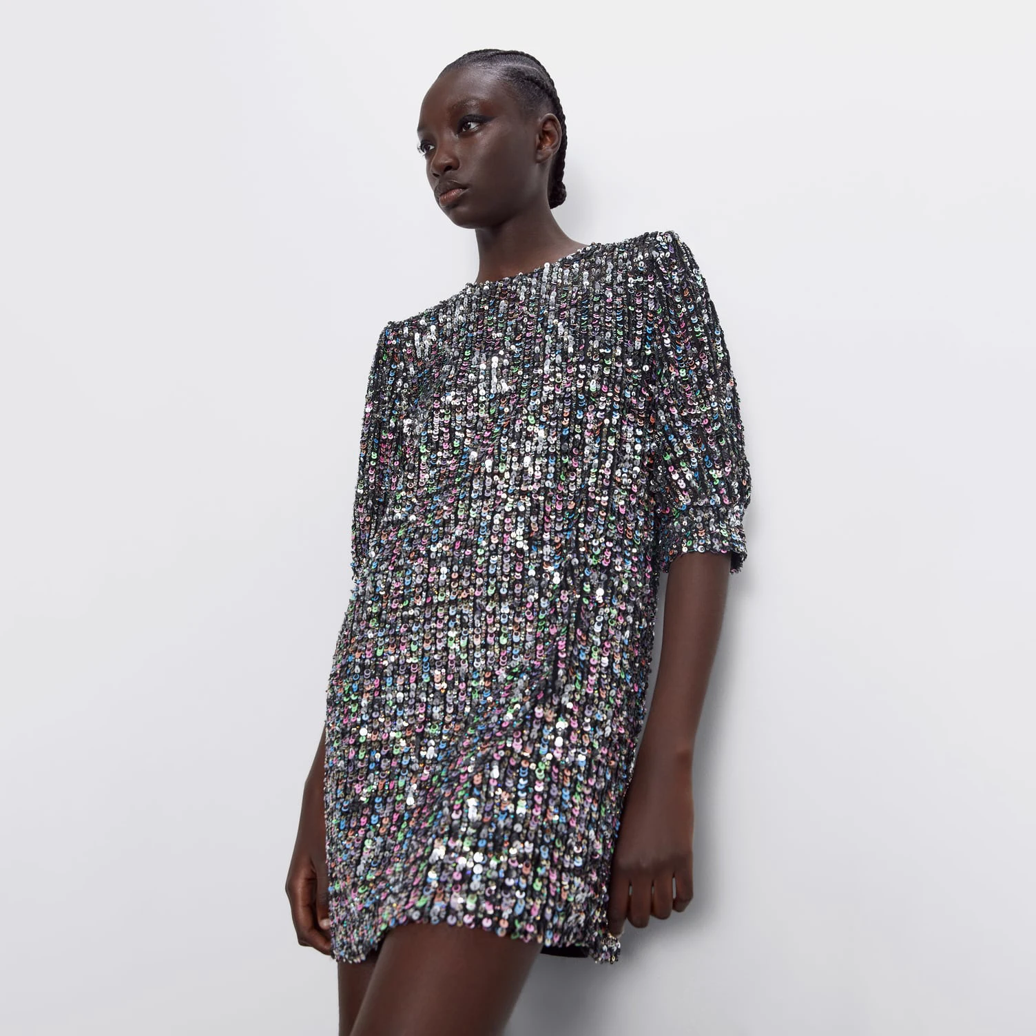 2019 ZA модное платье с блестками женские вечерние платья круглым вырезом и