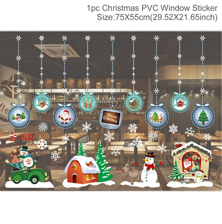 Window sticker 3 QIFU рождественские украшения Новогодние наклейки на окно Новогодние украшения Новогодние стеклянные наклейки рождественские украшения - Цвет: Window sticker 3