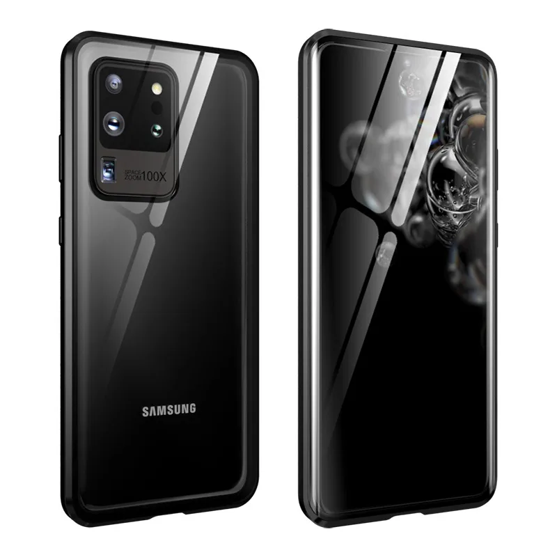 Магнитный флип чехол для Samsung Galaxy S20 Ultra Plus двухсторонний бампер из закаленного