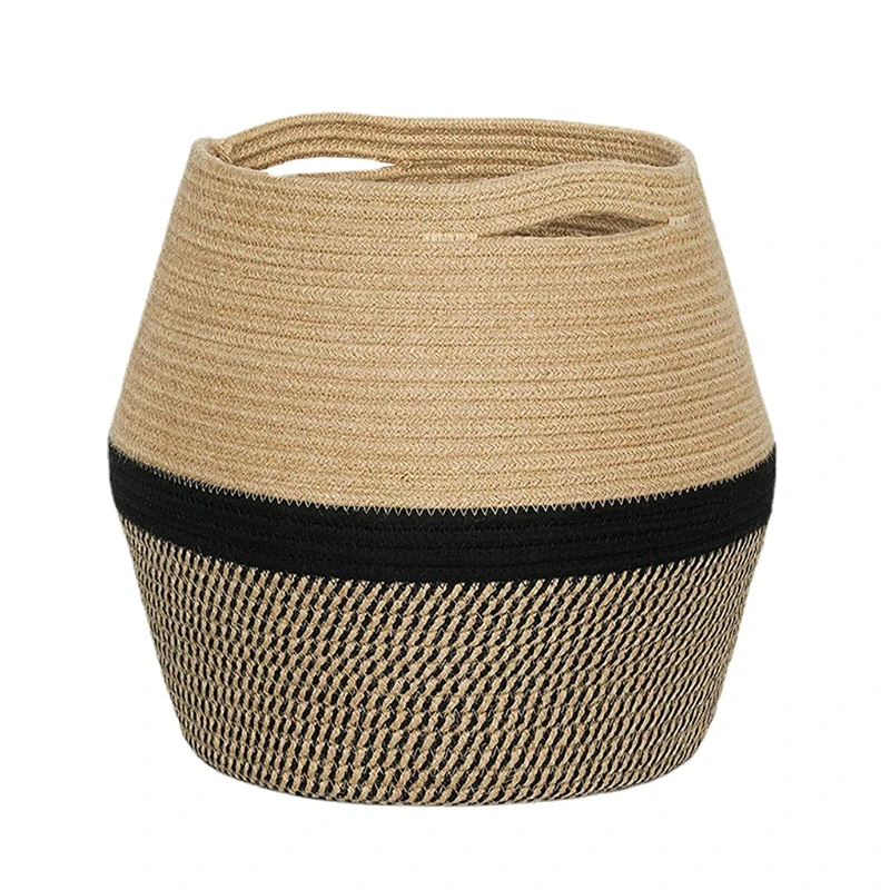 

Nordic Handmade Straw Laundry Picnic Toy Storage Basket Macrame Woven Flower Pot Plant Container Planter Holder Decor