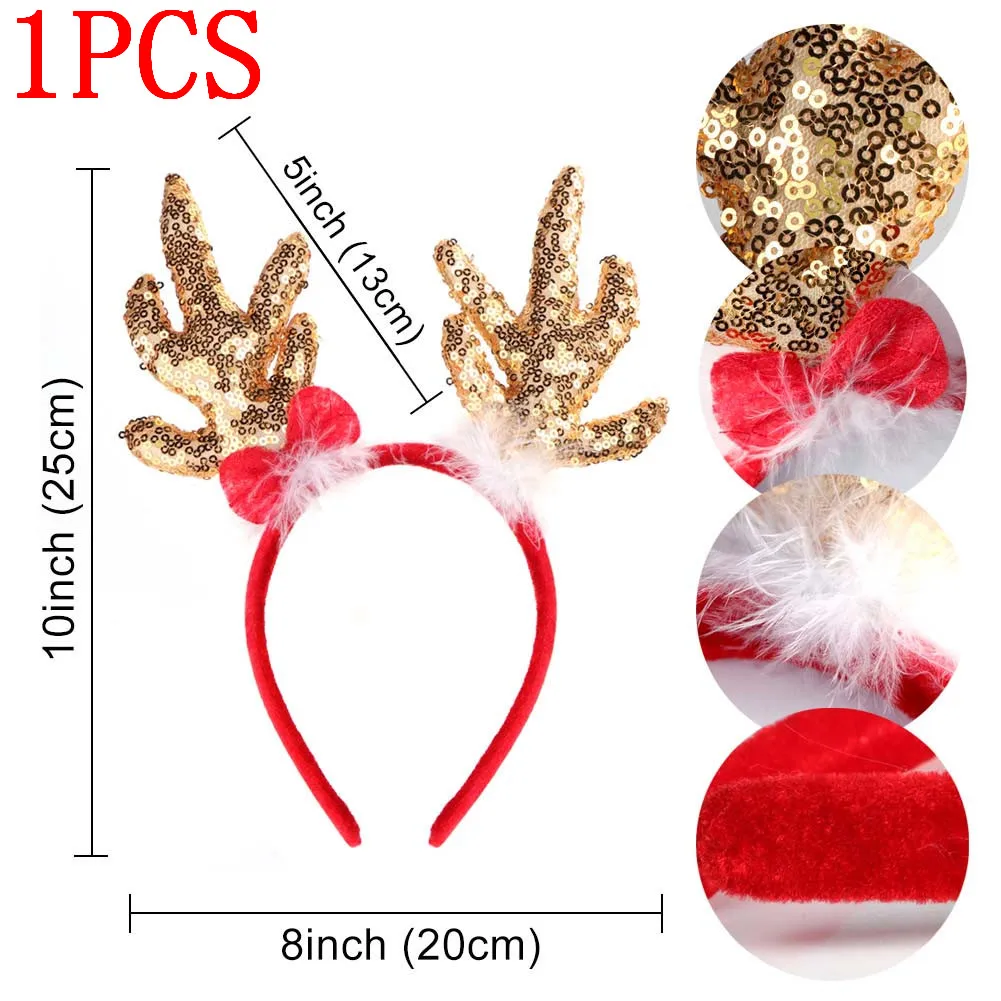1Pcs Red Headband Теплые украшения для рождественской елки, поделки из дерева, Рождественские сани, Санты, Санты, Рождественский подвесной кулон, домашний декор, подарки на год - Цвет: 1Pcs Red Headband