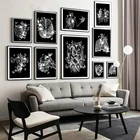 Плакат на холсте с изображением анатомии человека, Настенная картина со скелетом, органом, цветами, медицинское обучение, декор для гостиной