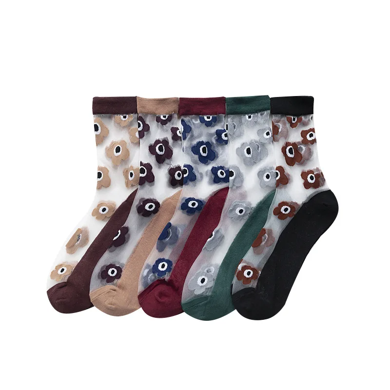 Японские Женские носки Харадзюку женские хлопковые прозрачные в элегантном