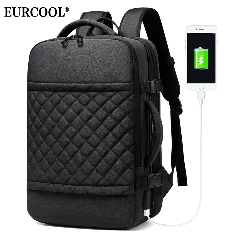 EURCOOL, новинка, мужской рюкзак для путешествий, многофункциональный, usb зарядка, 15,6 дюймов, рюкзаки для ноутбука, для подростков, мужской рюкзак, Mochila, n1811-6