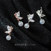modian dazzling zircon lovely butterfly sterling silver 925 drop earring for women moonstone short dangle earring fine jewelry