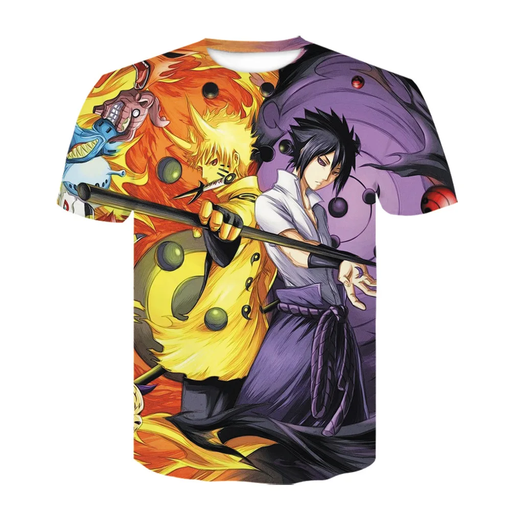 

Camiseta de verano para hombre y mujer, camisa con estampado 3D de Anime japonees Ninja, Narutos Sasuke, camisa de talla grande