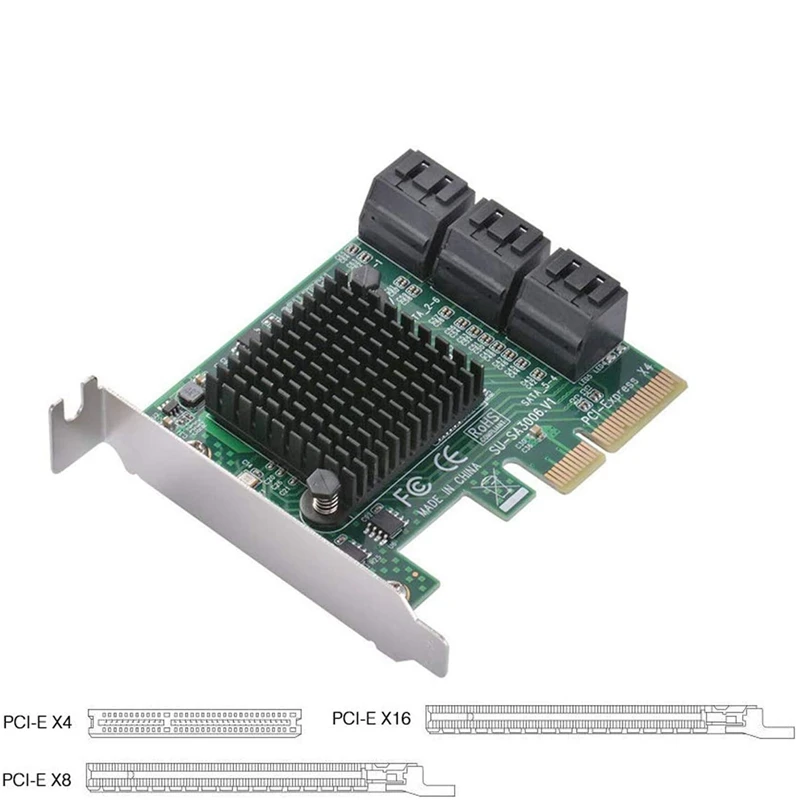 

PCIe SATA Card 6 Port 6Gbps PCI-E Expansion Card Adapter for IPFS Mining and Adding SATA 3.0 Devices