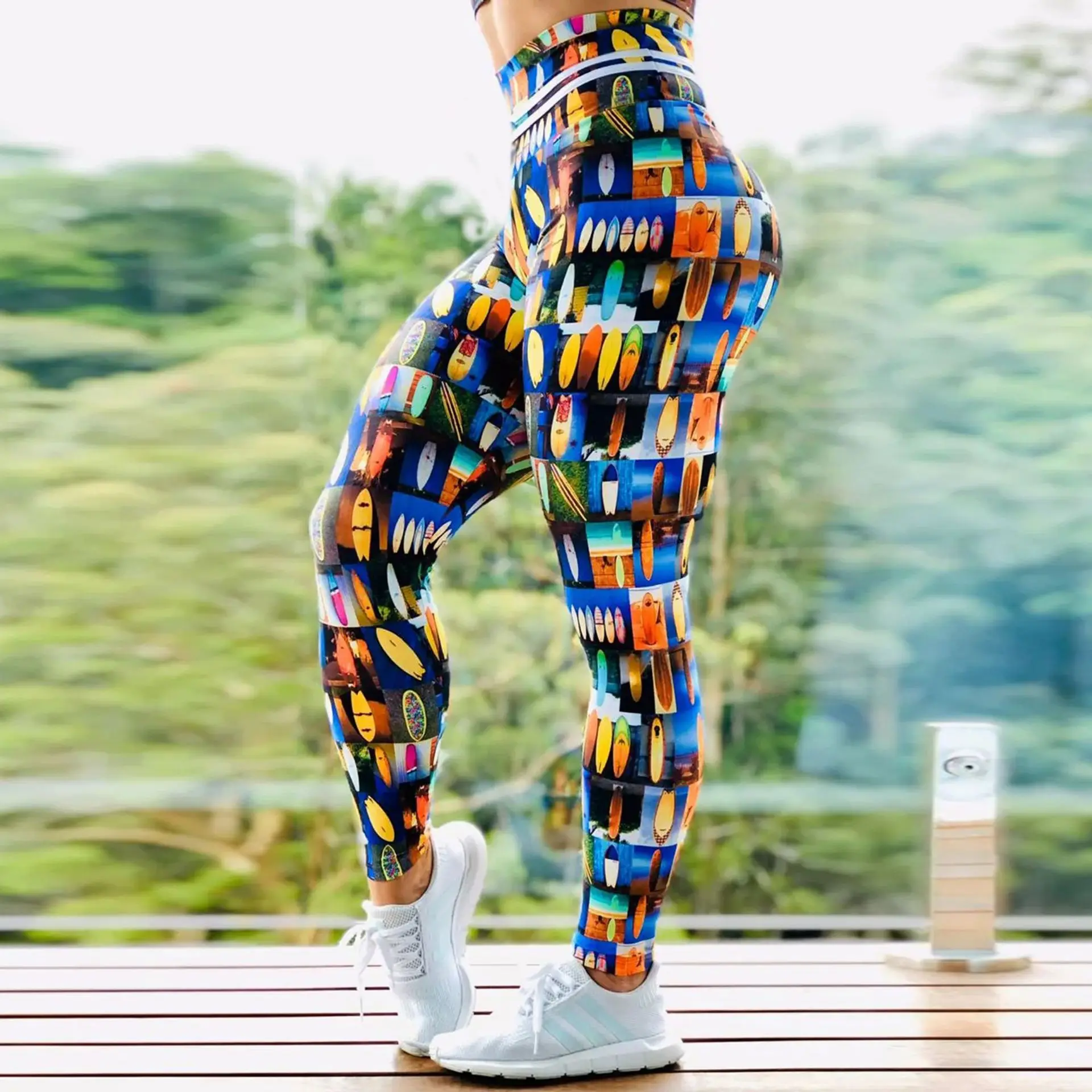 

2020 Hayoha Tree Printing Leggings Put Hip Elastic High Waist Legging Breathable Slim Pants