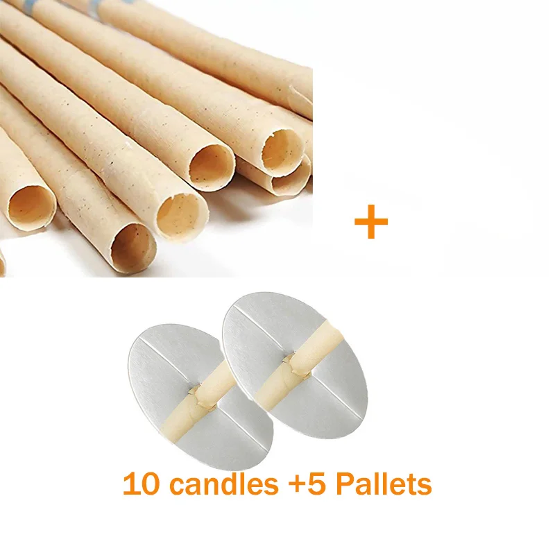 10 candle 5 Pallets 10 шт., очиститель для ушей Hopi, восковая свеча для ушей, рожок, поднос для ушей, круглая ароматерапия, Свеча для ушей, ароматизатор Индианы - Цвет: 10 candle 5 Pallets