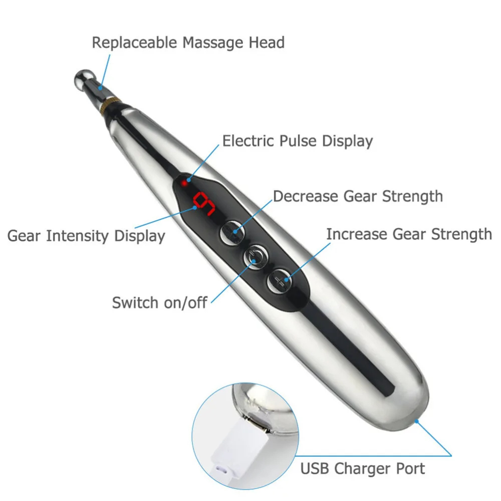

1 Set Electronic Acupressure Pen Rechargeable Relief Pain Tool Acupressure Bar