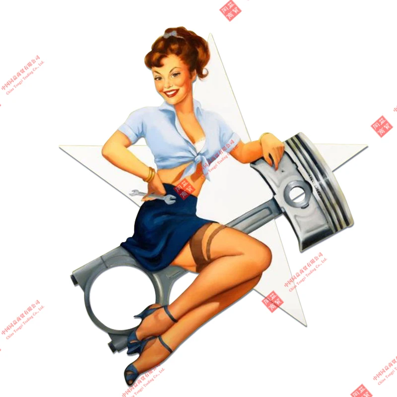 

Hot Sell Personality 3D Car Sticker Sexy Pin Up Mechanic Girl Windows Decal Bumper Motorcycle Car Styling Home Wall Decor