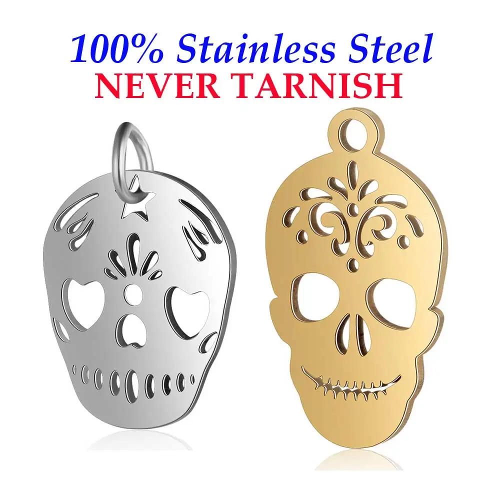 5 шт. Полые Череп Мода очарование оптовая продажа 100% нержавеющая сталь