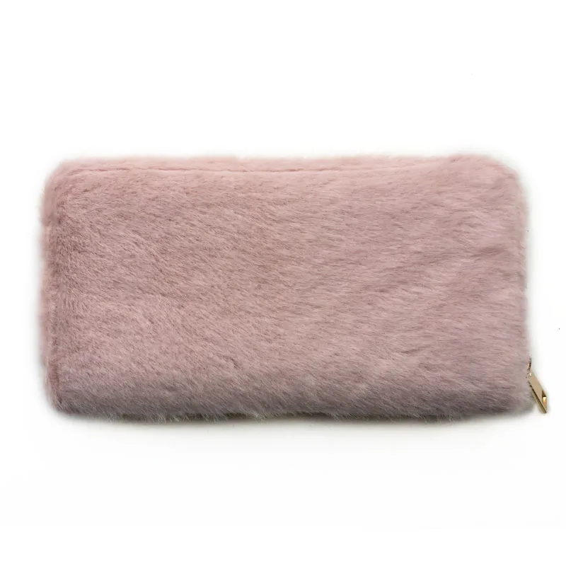 Pink Брендовые роскошные женские длинные кошельки клатч Новая мода женский шерстяной держатель для карт мобильного телефона на молнии кошелек большой емкости Carteiras - Цвет: Pink