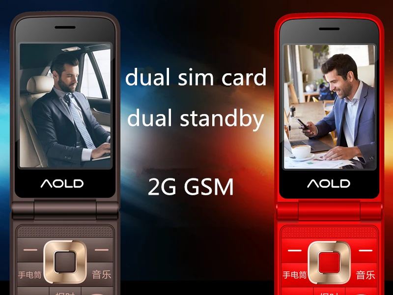 Flip Slim Clamshell Mobile Phone For Old Senior People Speed Dial Russian Key Dual Sim Metal Case Torch Extra Light